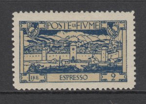 Fiume Sc E13 MLH. 1923 2l dark blue % buff view of Fiume Special Delivery, VF