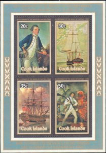 Cook Islands #535a, Complete Set, Souvenir Sheet Only, 1979, Captain Cook, Ne...