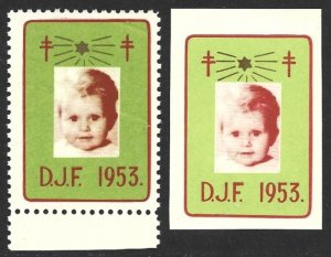 1953 Denmark DJF Danish Local Xmas TB Charity Seal Perf + Imperf F/VF-NH