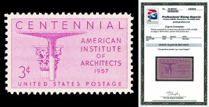 Scott 1089 1957 3c Architect's Issue Mint Graded Superb 98 NH with PSE C...