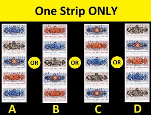 US 5766c Art of the Skateboard imperf NDC vert strip 5 MNH 2023