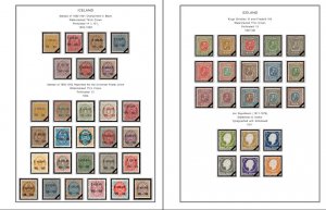 ICELAND STAMP ALBUM PAGES 1873-2011 (159 color illustrated pages)