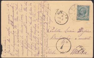 MALTA 1910 postcard ex Italy postage due 1d in circle etc...................8847