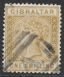 GIBRALTAR SG14 1887 1/= BISTRE USED