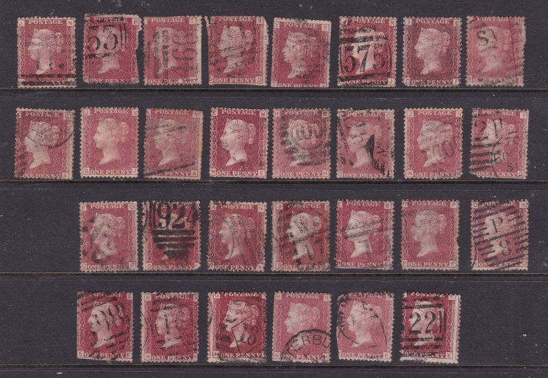 Great Britain some QV 1d reds plates 171 to 199