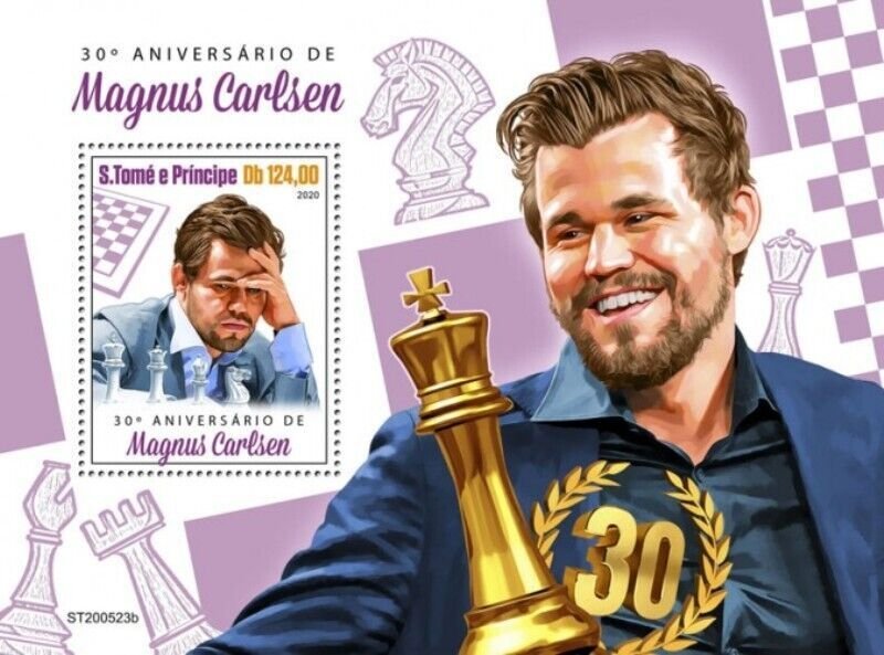 St Thomas - 2020 Chess Grandmaster Magnus Carlsen - Souvenir Sheet - ST200523b