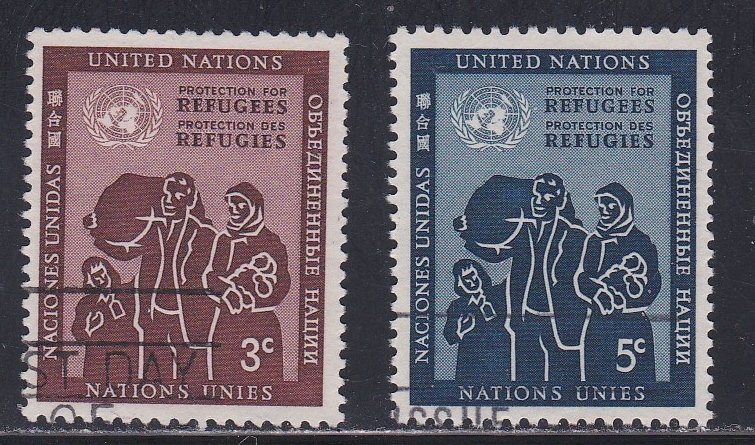 United Nations - New York # 15-16, Refugee Family, Used, 1/3 Cat.