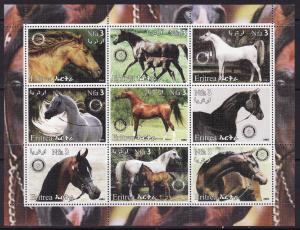 Eritrea (2003) Sheet of 9 F-VF Mint NH ** Horses