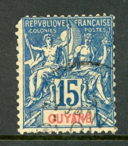 Guiana 1892 French Colony Guyane 15¢ Scott #39 VFU I403