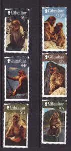 Gibraltar-Sc#1290-5-unused NH set-Barbary Macaques-Animals-2011-