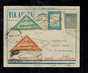 1932 Paraguay Graf Zeppelin Cover to Pau France  LZ 127