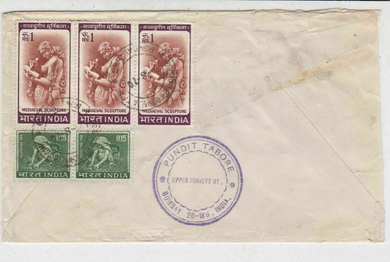 India 1970 Registered Airmail Bombay Cancels Multiple Stamps Cover Ref 33569