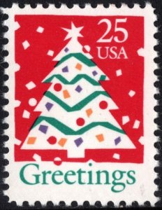 SC#2515 25¢ Christmas Tree Single (1990) MNH
