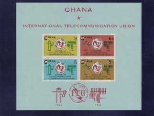 SA12b Ghana 1965 The 100th Anniversary of I.T.U. mint minisheet imperf