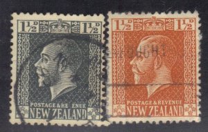 NEW ZEALAND SC# 161-62 USED  1916-19  1 1/2p SEE SCAN