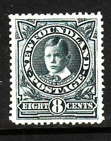 Newfoundland-Sc#110-unused hinged og 8c blue Prince George-1911-Nwf376-