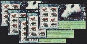 Indonesia WWF Rhinoceros 5 Sheetlets Ovpts A 1996 MNH SC#1673 a-d