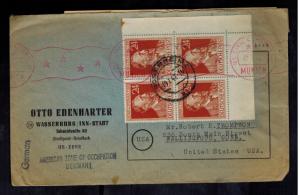 1947 Rosenheim Germany Censored Cover to USA Stamp Dealer w Catalog