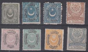 Turkey - Scott 8,24,32,42-4,71,89 Mint hinged - 8 stamps (CV $168.00)