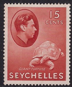 Seychelles 1938 - 49 KGV1 15ct Brown Carmine Giant Tortoise MM SG 139a ( L1413