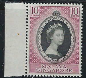 Singapore 27 MNH 1953 QEII Coronation (fe5238)