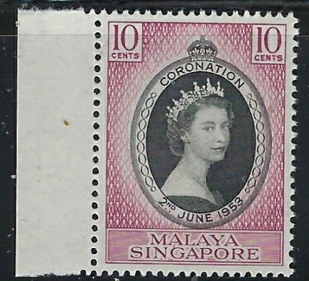 Singapore 27 MNH 1953 QEII Coronation (fe5238)