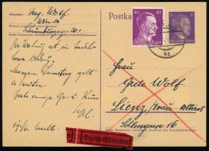Austria German Occupation Vienna to Lienz Express Delivery Postal Card 1942 WWII