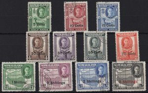 Somaliland 1951 New currency set of 11 very fine used sg125-35 cat £85