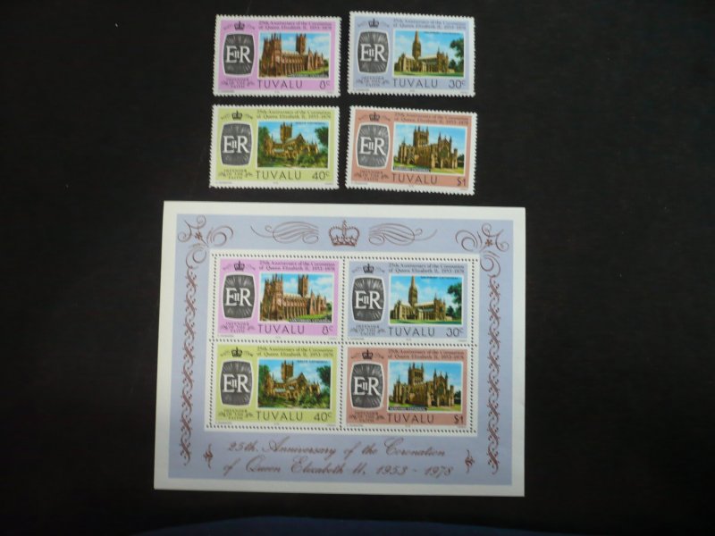 Stamps-Tuvalu-Scott# 81-84a - Mint Never Hinged Set of 4 Stamps + Souvenir Sheet