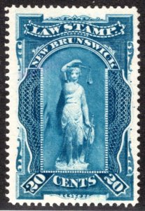 NBL2, 20c, blue, MNG, New Brunswick Law, 1884, Canada, Revenue  Stamp