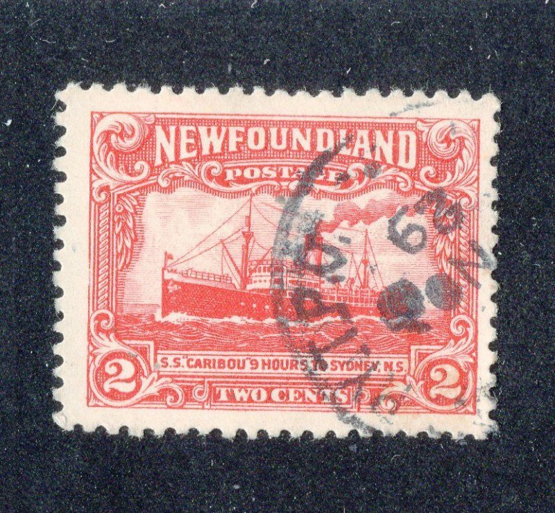 Newfoundland 1929 2c deep carmine Steamship, Scott 164 used, value = 70c