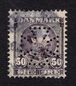 Denmark 1905 50o Christian IX #68 Facit 67 Fine+ Used with Maltese Cross Perfin