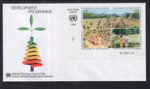 UN Geneva 144a Development Plate Block UN Postal Administration U/A FDC