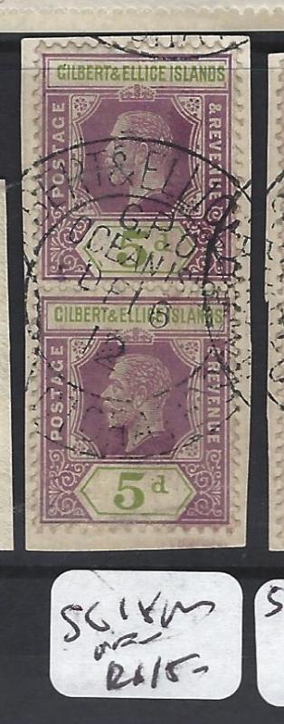 GILBERT AND ELLICE ISLANDS (P1804B) KGV 5D PR ON PIECE  SG 18   VFU