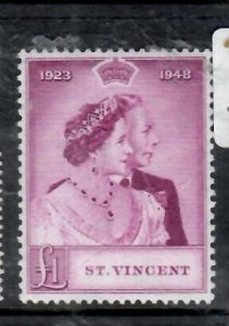 ST VINCENT   KGVI SILVER WEDDIG L1 SG 163  MNH , CREASE       P0320H