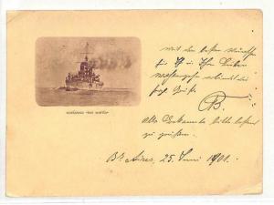 Argentina EARLY BATTLESHIP Vignette 1901 Postcard NAVAL {samwells-covers}DD263