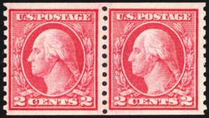 453, Mint VF NH 2¢ Coil Pair - With PSE Certificate - Stuart Katz