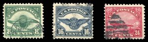 United States, Air Post #C4-6, 1923 Airpost, 8c-24c, set of three, used