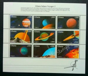 Ghana Salutes Voyager 2 Solar System Space 1977 Planet Astronomy (sheetlet) MNH