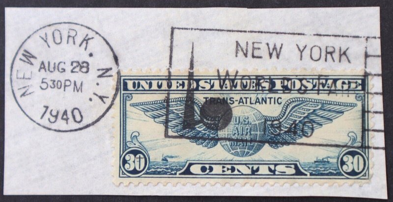 U.S. Used Stamp Scott #C24 30c Air Mail (on piece). SOTN NY CDS Cancel. Choice!