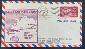 1953 Honolulu Hawaii First Flight Airmail Cover FFC To Saigon Vietnam Indo China