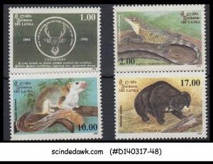 SRI LANKA - 1994 Centenary of Wildlife society / WILD ANIMALS - 4V - MINT NH