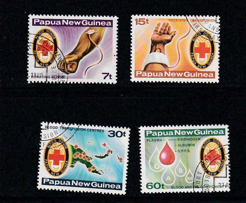 Papua New Guinea # 521-524, Red Cross - Blood Donations, Used Set 1/2 Cat.