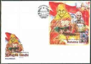 MOZAMBIQUE  2013 65th MEMORIAL ANNIVERSARY GANDHI  S/SHEET FIRST DAY COVER