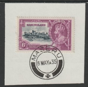 BASUTOLAND 1935 KG5 SILVER JUBILEE  6d on piece with MADAME JOSEPH  POSTMARK