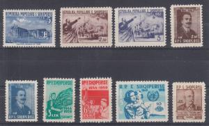 Albania Sc 495/568 MLH. 1953-60 issues, 9 bettter singles F-VF