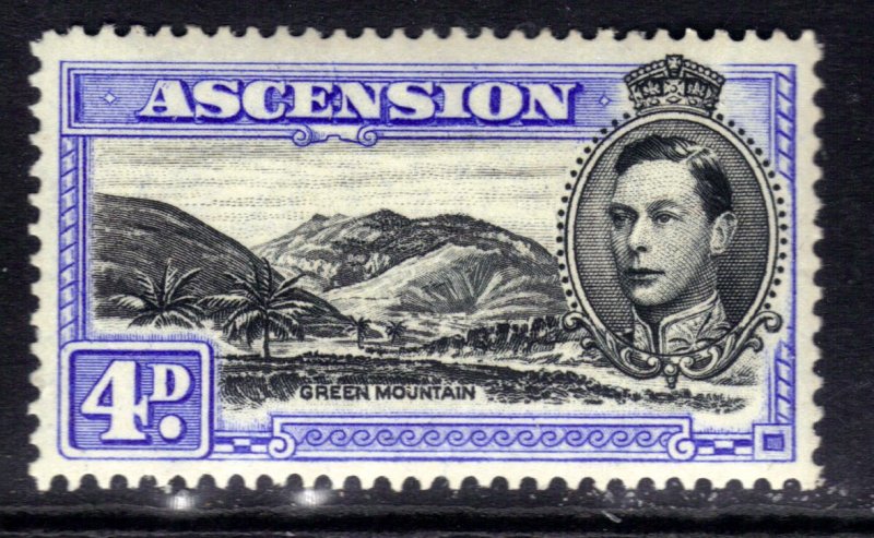 Ascension Island 1938 - 53 KGV1 4d Ultramarine & Black MM SG 42d ( R615 )