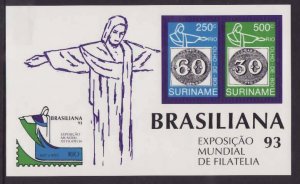 Surinam-Sc#956A- id8-unused NH sheet-Brasiliana '93 stamp exhibition-sta...