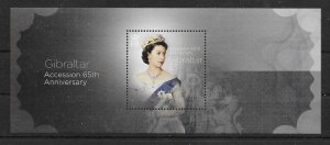 GIBRALTAR SGMS1733 2017 ACCESSION 65th ANNIVERSARY M/S MNH