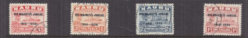 NAURU, 1935 Silver Jubilee set of 4, used.